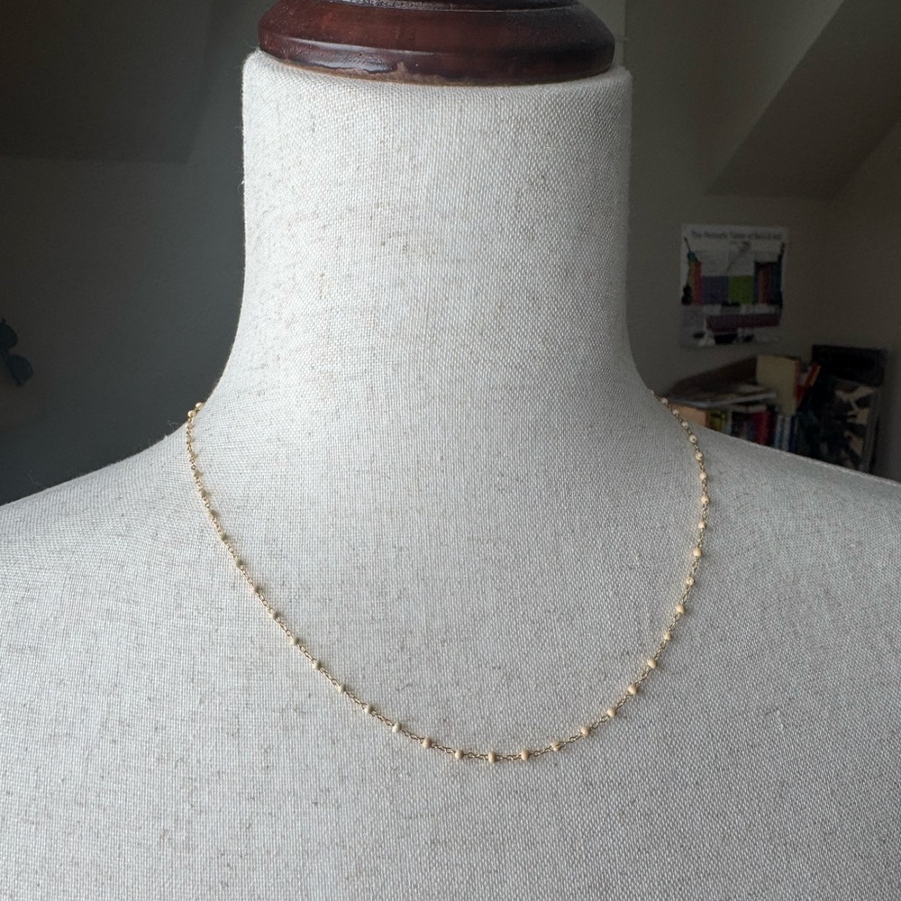 Delicate Gold Bead Station Necklace for Women